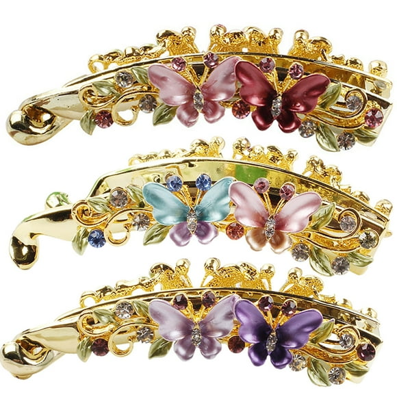 Papourfly à poils de la banane - 3pcs Strass Hair Clip Titulaire de queue de cheval de cheval