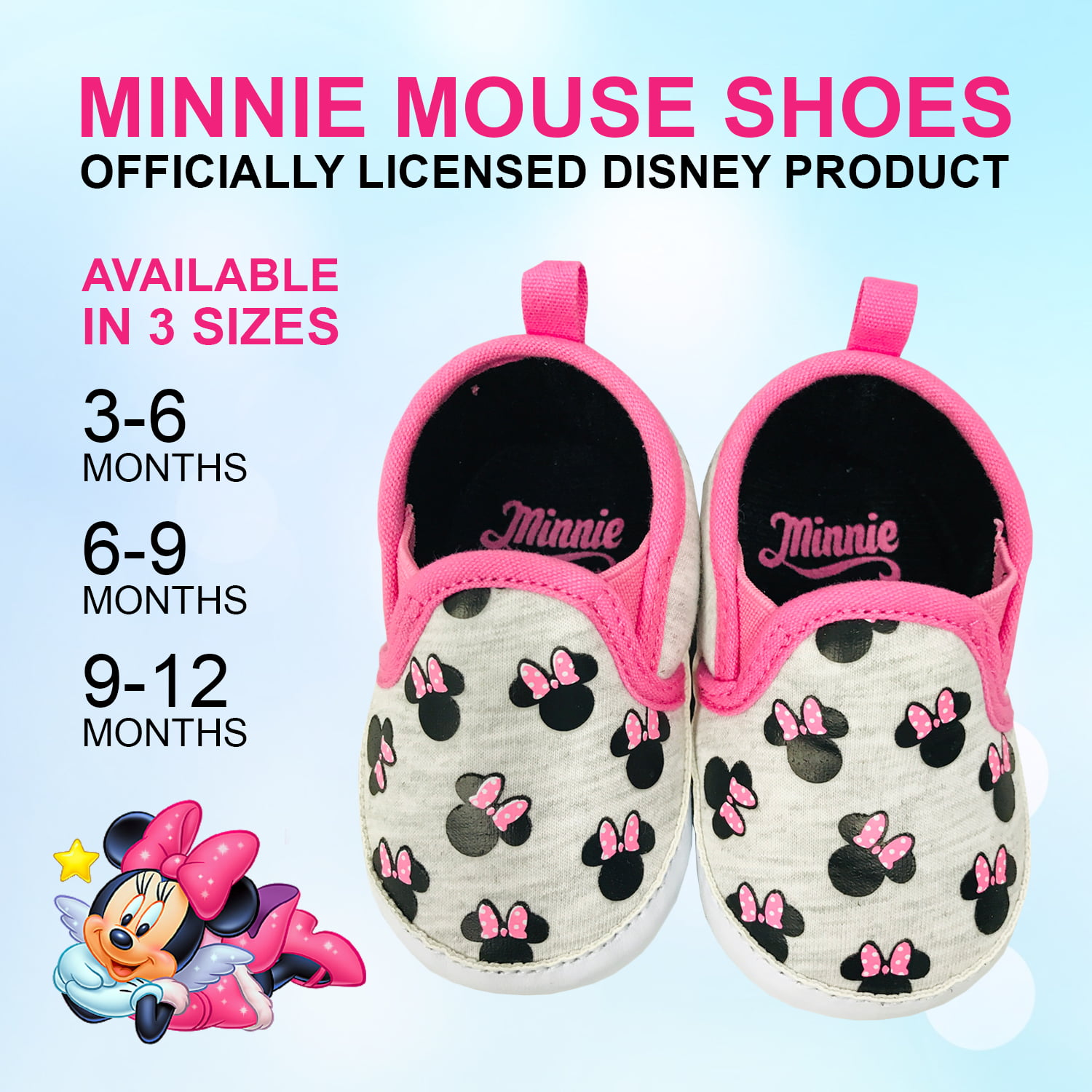 NIB Disney Minnie Mouse Crib Shoes STRIDE RITE Red White Dots 0-3m 3-6m 6-12m
