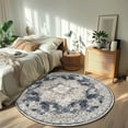 thumbnail image 2 of 4 ft Round Area Rug, Yamaziot Boho Vintage Oriental Circle Carpet, Washable Non Slip Non Shedding Soft Faux Indoor Floor Mat Rug for Bedroom Living Room Sofa Office Bathroom Kitchen, 2 of 8