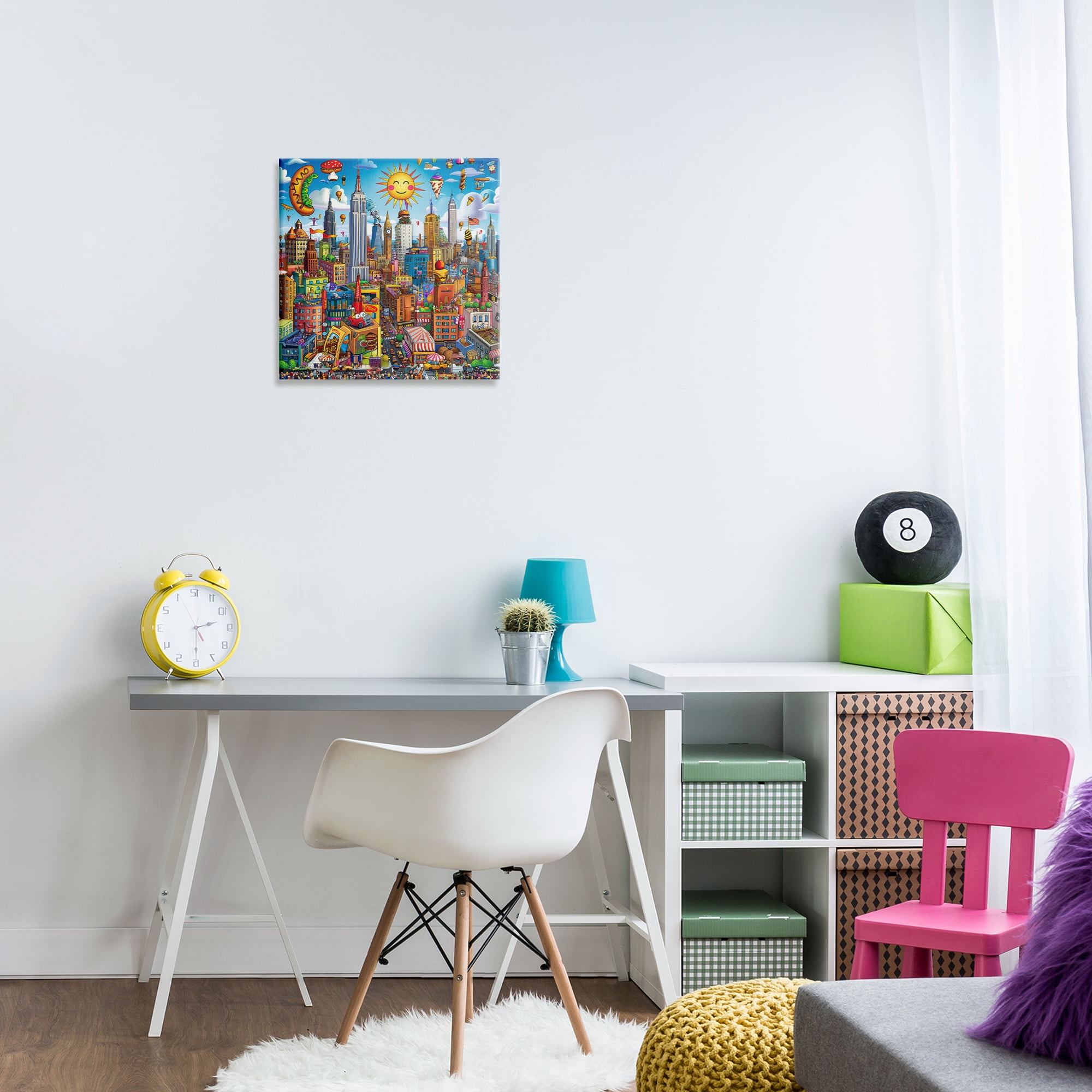 Stupell Industries Fun Zany Cityscape Novelty & Humor Painting Wrapped Canvas Art Print Wall Art, 17 x 17