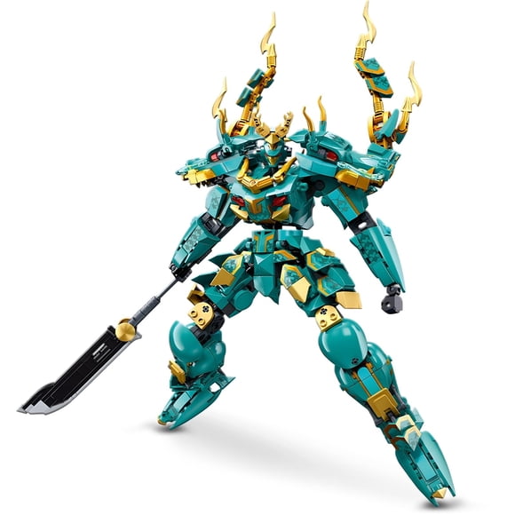 Bloques de Construccion HIGH GODO Mech Robot Guerrero Dragon Verde 704 Piezas