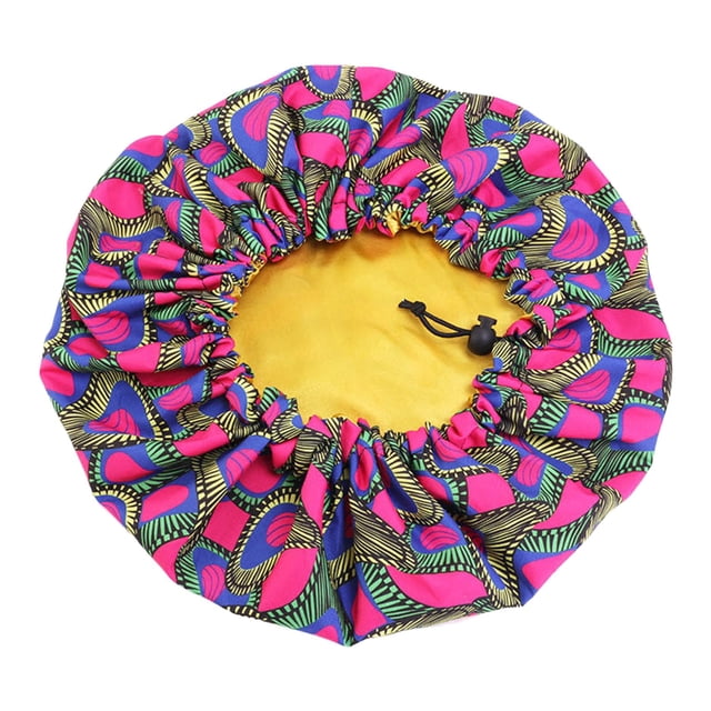 Batik Printing Double Round Hat Kid Sleeping Bonnet Hat Adjustable Shower Cap, Polyester Hair Care Net