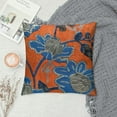 thumbnail image 2 of Creowell Throw Pillow Cover Floral Orange Canvas Coastal Flowers Decorative Couch Sofa Pillowcase Grey/Ivory/Blue/Brown, Orange, 2 of 5