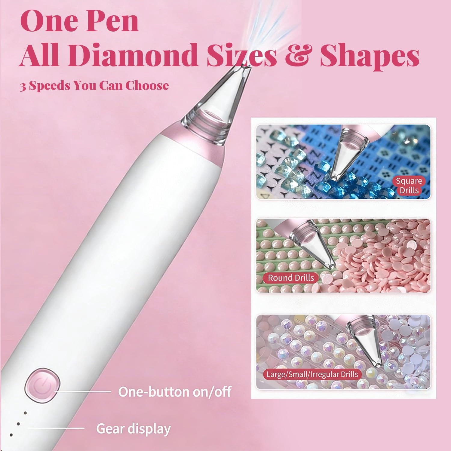 Electric Diamond Painting Pen, Diamond Painting Pen Accessories & Tools with Vacuum Technology, Rechargeable Battery, Lightweight Design, Gift Gem Diamond Art Fans & DIY(2pcs)