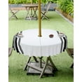 thumbnail image 3 of Outdoor Tablecloth Black Ticking Vertically Stripe Round Patio Tablecloths 60 Inch, Outside Table Cloths with Umbrella Hole and Zipper, Simple White Summer Table Cover for Outdoor Tables, Picnic,, 3 of 6
