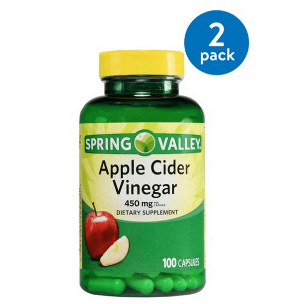 3 Pack Spring Valley Apple Cider Vinegar Capsules 450 Mg 100 Ct Walmart Com Walmart Com