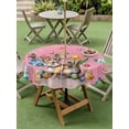thumbnail image 3 of Outdoor Tablecloth with Umbrella Hole and Zipper, Pink Easter Bunny Round Table Cloth 54 Inch Waterproof Tablecloth, Spring Tulip Easter Eggs Plaid Burlap Picnic Table Cover for Patio Camping, 3 of 7