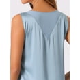 thumbnail image 4 of DARING DIVA Women's Silky Satin Mesh V Neck Sleeveless Blouses Tank Shirt XS Blue, 4 of 6