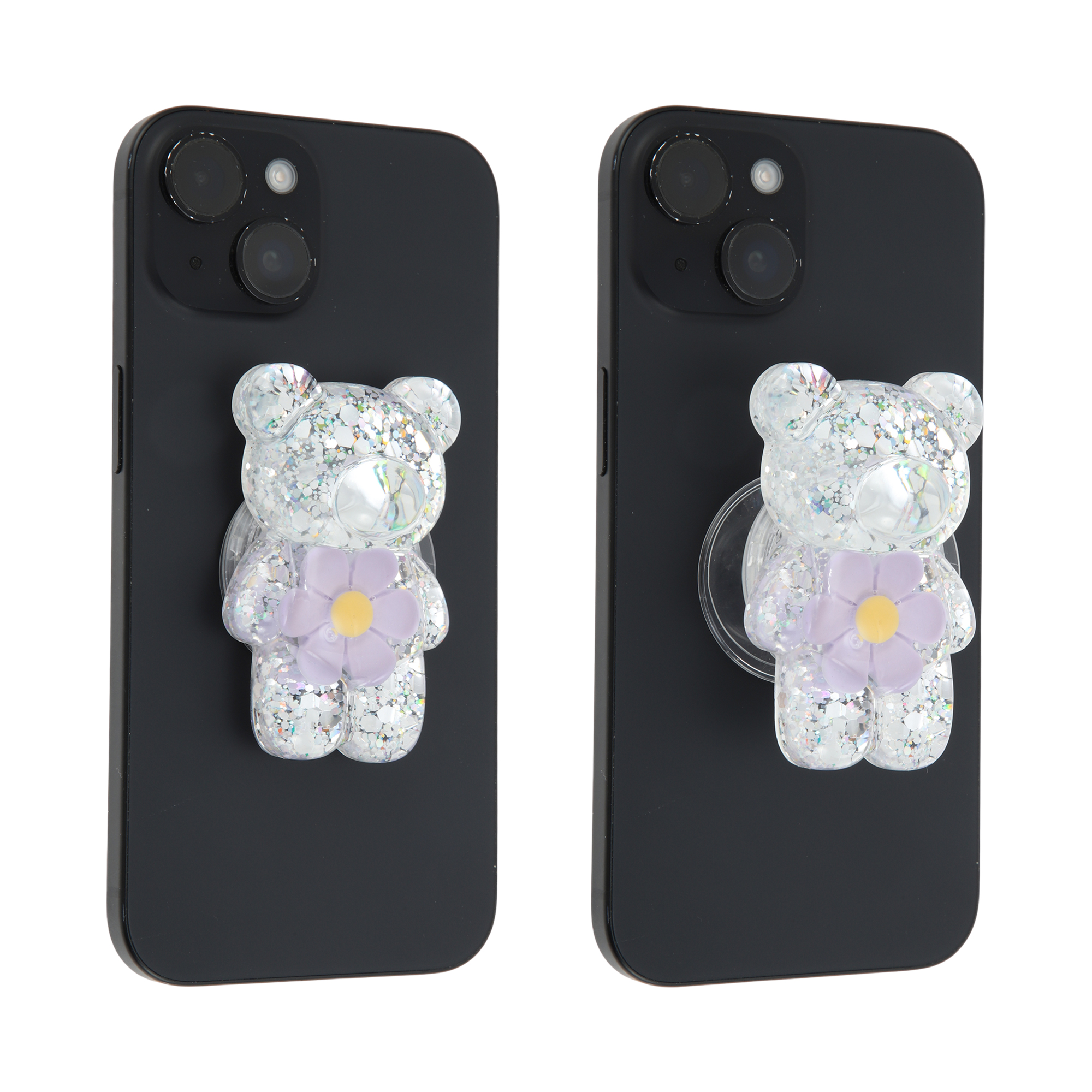 Unique Bargains Bear High-Shine Hexapetalous Flower Phone Grip Purple
