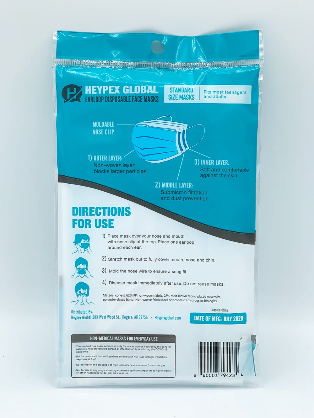Protector Plus Disposable, One Size Earloop Face Masks, 2 Ct
