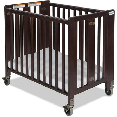 Foundations Hideaway Portable Crib Antique with Mattress Cherry