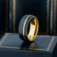 thumbnail image 4 of Mens Black & Gold Faceted Tungsten Carbide Wedding Band - 8mm Comfort Fit Trim Grooved Dome Tungsten Anniversary Ring #860s11.5, 4 of 6