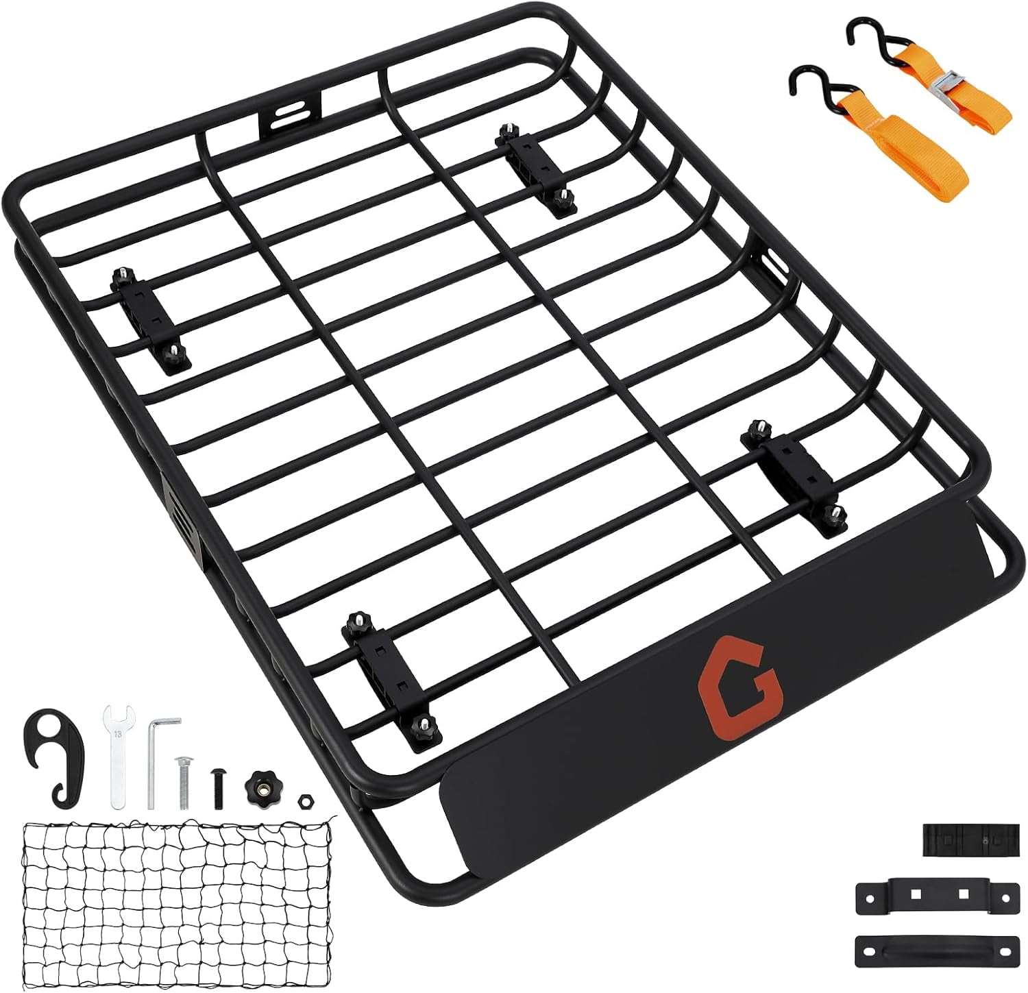 Acekid 46"x36" Roof Rack,Heavy Duty Car Rooftop Cargo Carrier Basket with Cargo Net,Luggage Holder with Extension for Universal,Pick Up Trucks,200lbs Capacity