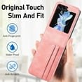 thumbnail image 3 of Premium PU Leather Case for Samsung Galaxy Z Flip 5 5G,Women Men Wallet Case with Credit Card Holder Folding Case Shockproof Hard PC Protective Phone Case Cover,Pink, 3 of 14