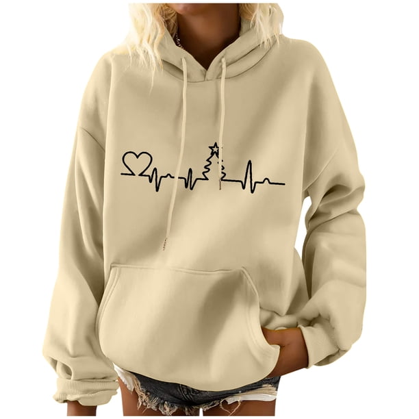 Sudaderas Navideñas Moda Mujer Impresión Manga Larga Bolsillo Casual Jersey Camisa Blusa Odeerbi ODB121321
