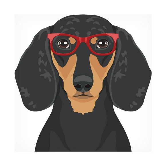 Furbaby Affiliates 'Dachshund Wearing Hipster Glasses 3' Canvas Art