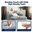 thumbnail image 3 of Ktaxon 68" Lounge Chair, Bubble Fleece Fabric Sofa Bed, Boneless Sleeper Chaise with Removable Backrest & Pillow-Top Armrests for Living Room Light Gray, 3 of 9