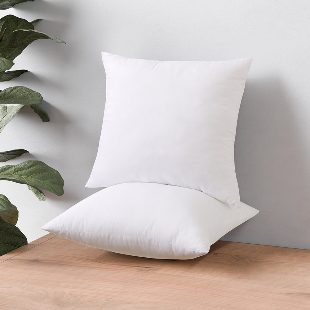XWZO White Throw Pillow Inserts for Sofa, 18x18 Square Decorative Indoor Fluffy Pillow Stuffer, Plump Couch Cushion Pillow Stuffing 2 Pieces