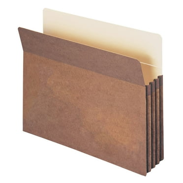 100% Recycled Top Tab File Pockets, 3.5" Expansion, Letter Size, Redrope, 25/Box