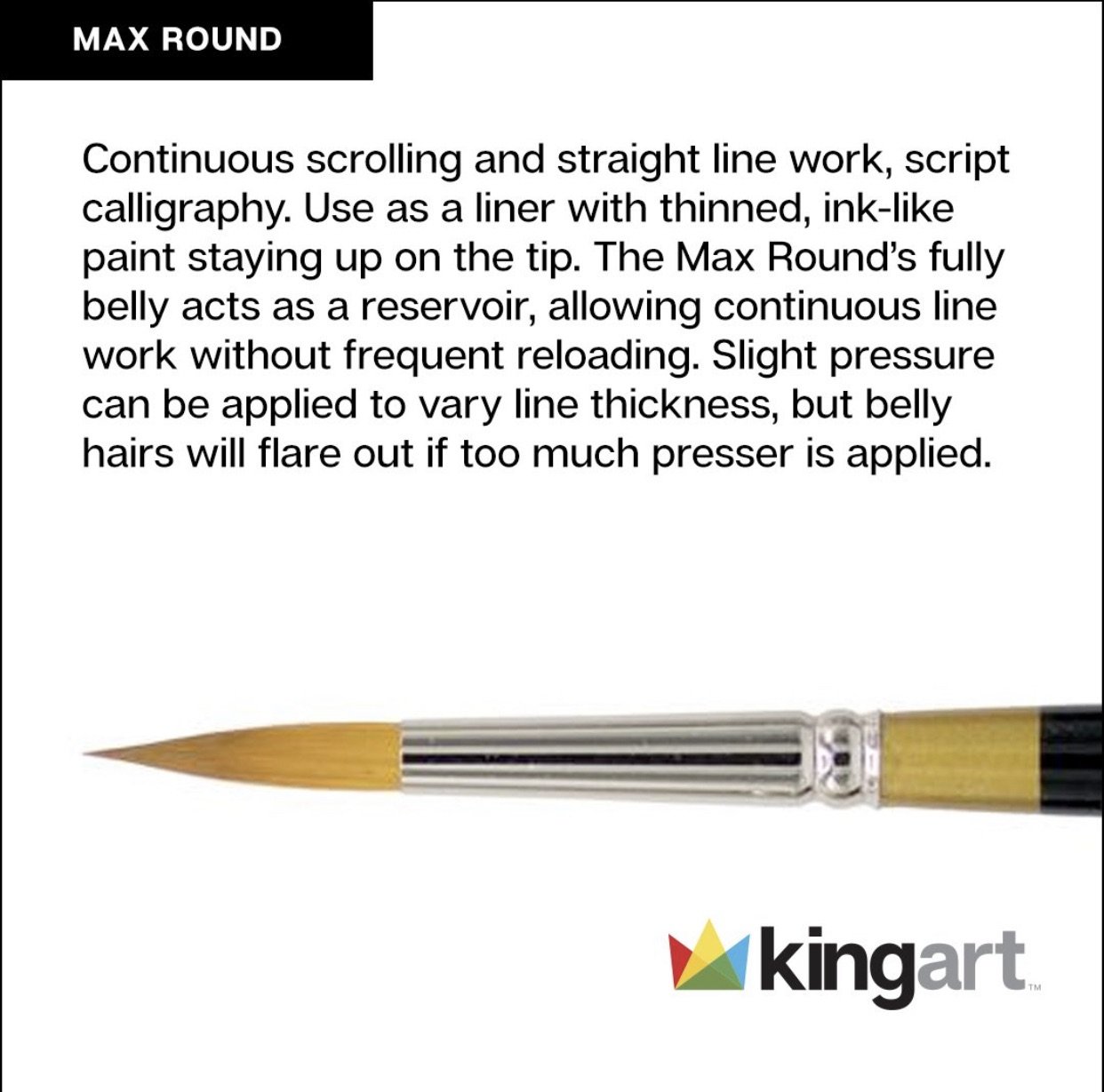 KINGART 1000C Original Golden TAKLON Set of 8 Paint Brush Set, Black/Gold/Silver