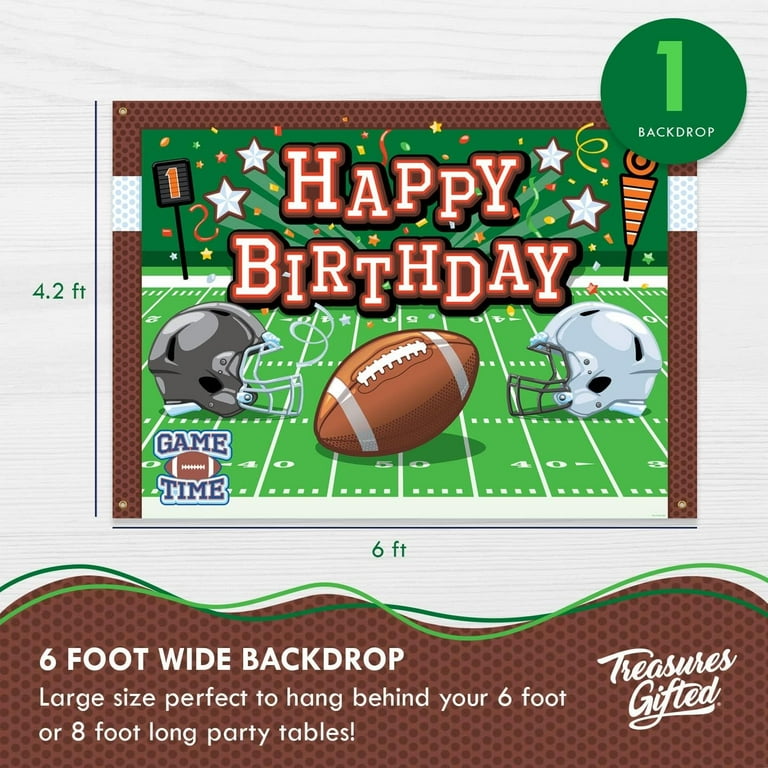 Treasures Gifted Football Party Decorations - Serves 16 Guests - Complete Set Of Football Party Supplies - Plates, Napkins, Tablecloth, Banners, & Balloons