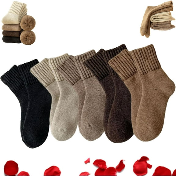 Womens Solid Mid Calf Socks for Fall and Winter, Ladies Cozy Casual Retro Soft Comfy Warm Thick Cute Knit Crew Socks