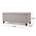 thumbnail image 3 of Aurla Contemporary Fabric Storage Ottoman, Wheat, 3 of 9