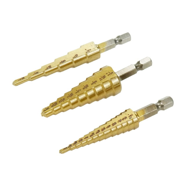 3 piezas de brocas escalonadas de 3-12/4-12/4-20 mm, cono de acero de alta velocidad, recubierto de titanio, juegos de herramientas para cortar agujeros de metal