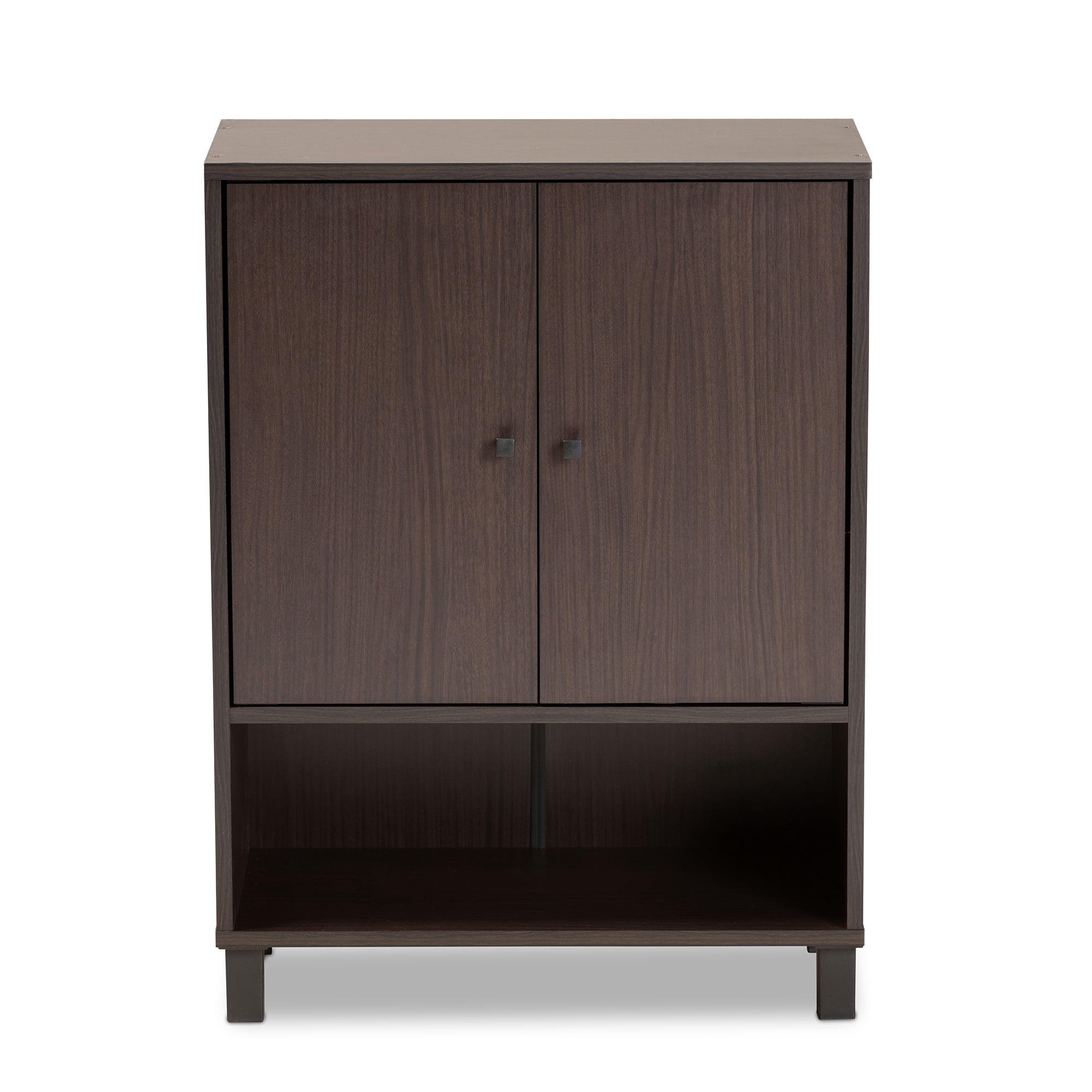 Baxton Studio Contemporary Shoe Storage Cabinet with 2-Door Entryway, Wood Dark Brown, 41.9 lb