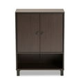 thumbnail image 4 of Skyline Decor Dark Brown Finished Wood 2-Door Entryway Shoe Storage Cabinet with Bottom Shelf, 4 of 11