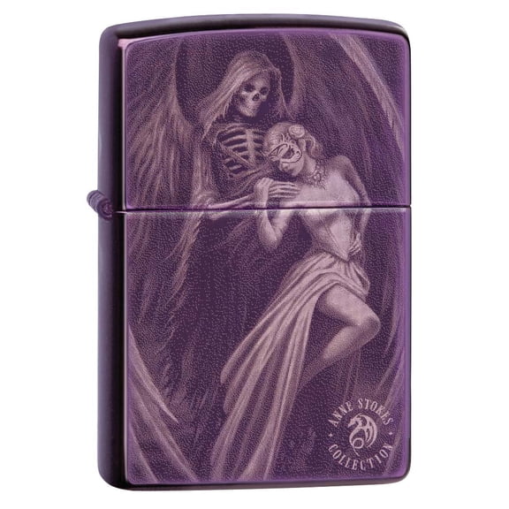 Zippo Lighter: Anne Stokes Skeleton Angel - High Polish Purple 81608