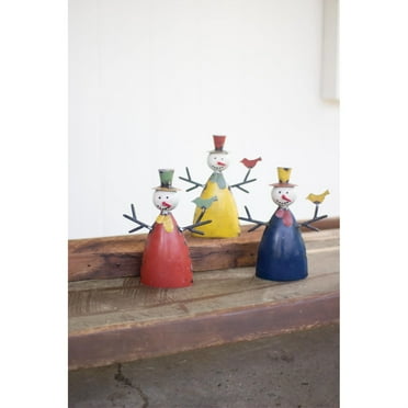 Kalalou NBA1037 Recycled Metal Snowmen - Set of 3