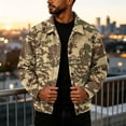 thumbnail image 4 of Delconic Mens Corduroy Jacket Loose Casual Turn Down Collar Long Sleeve Button Front Overshirt Camouflage Print Fall Winter Top Earthy Yellow L, 4 of 8