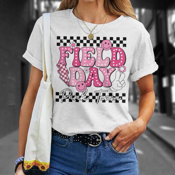 Field Day Trip Pink Team Color Game Competition Unisex T-Shirt for Boys and Girls, Sports Event Gift