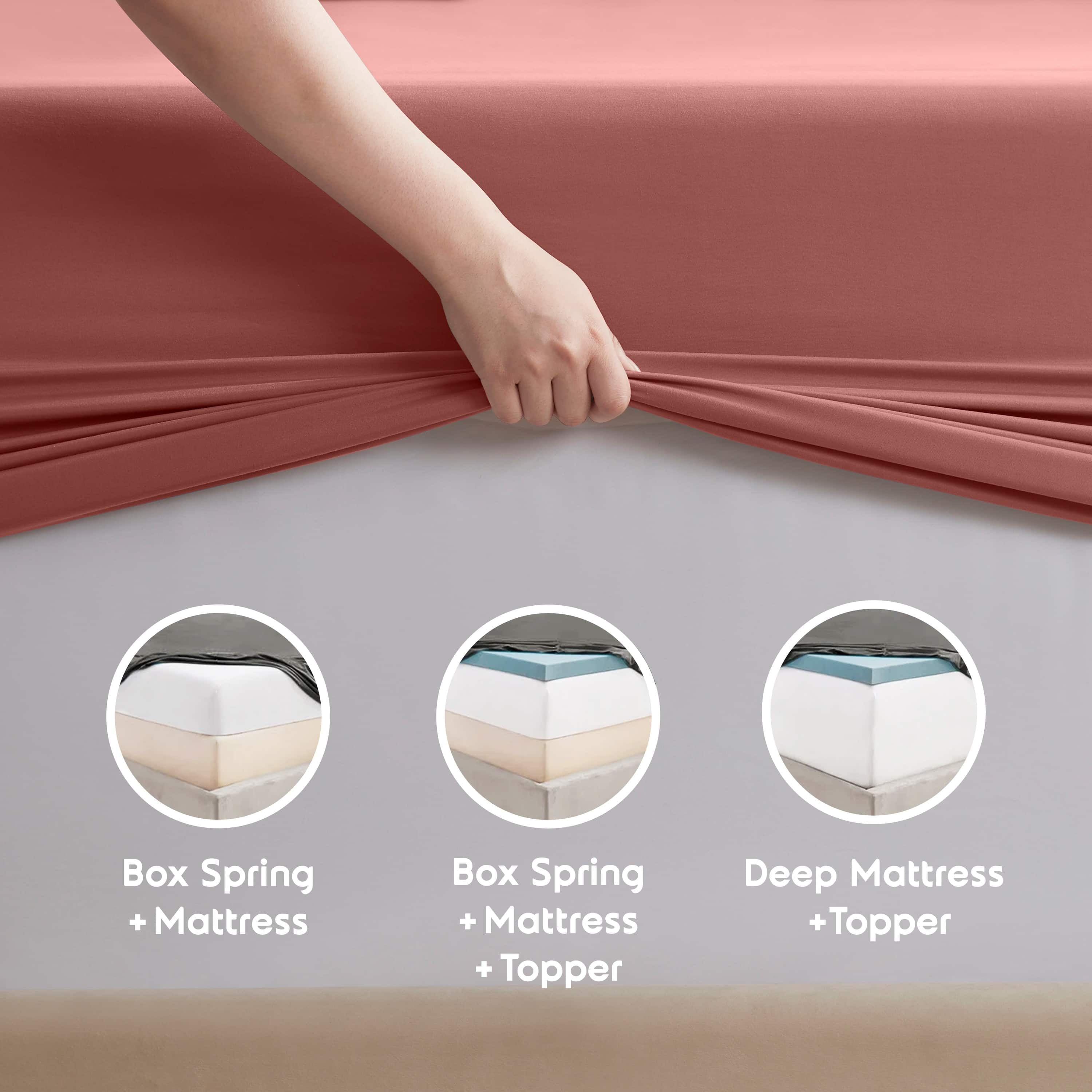 LammaLoe Extra Deep Pocket King Sheets set, Fits 18"-24" Mattress, 6 Piece Soft Microfiber Bed Sheet Sets, Pink Clay