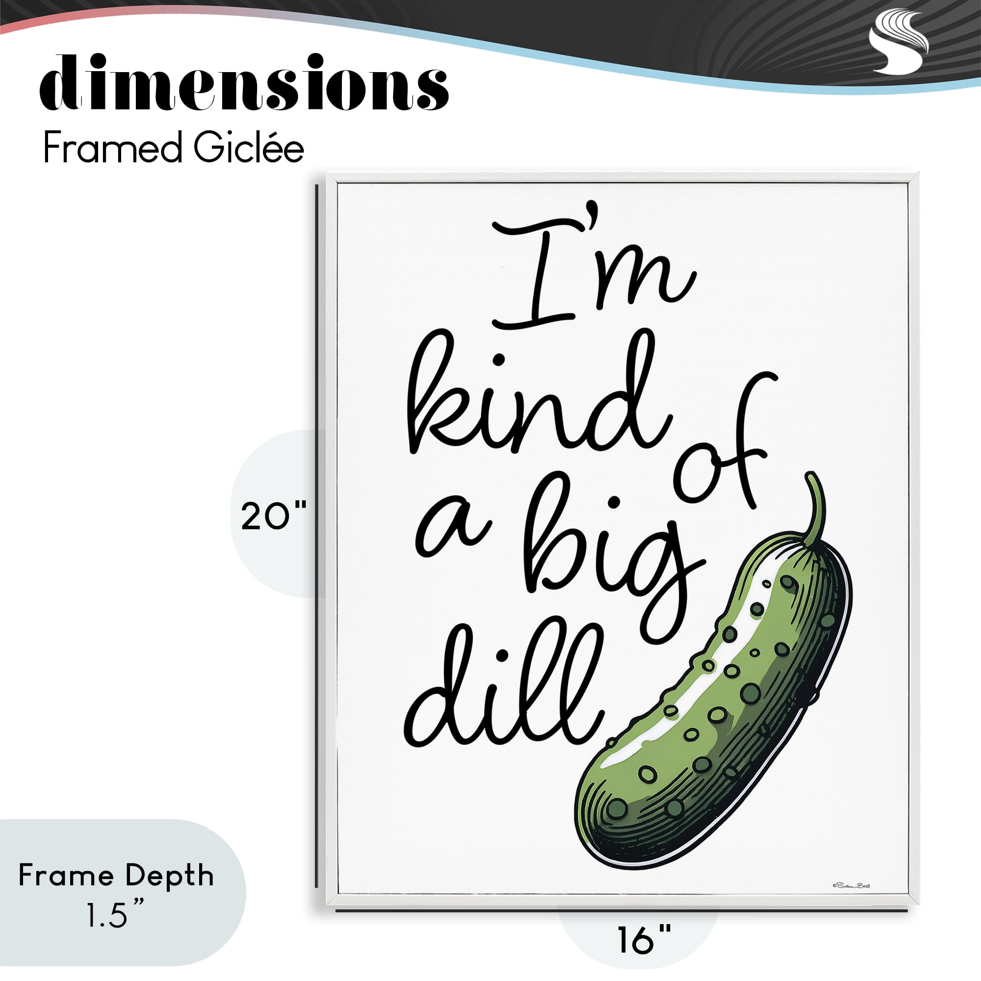 Stupell Industries Kind Of A Big Dill Pickle White Framed Giclee Art, design by Susan Ball