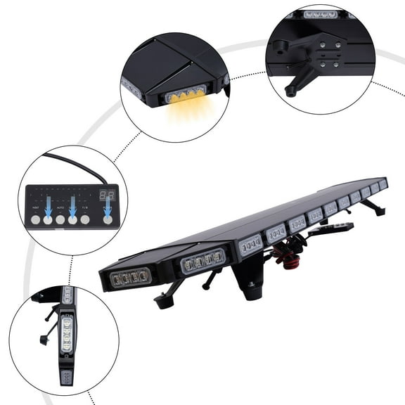 FETCOI Universal Models 104 LED Work Light Bar Warning Effect Amber and White Color