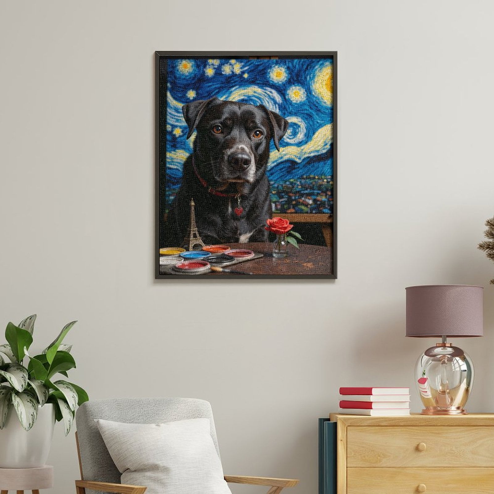 Paint By Numbers Kit for Adults Beginner - Dog Art Painting Night Sky DIY Canvas Painting Kits for Adults, Frameless Paint By Number for Adults for Home Wall Decor 16x20 Inch
