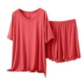 thumbnail image 2 of SwiftWear Women’s Cozy Modal Cotton Cooling Pajama Set - V-Neck Loose T-Shirt & Wide Leg Shorts for Sleep & Lounging (Multiple Colors), 2 of 3