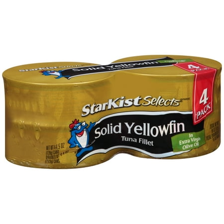 (4 Cans) StarKist Selects Solid Yellowfin Tuna Fillet in Extra Virgin Olive Oil, 4.5 oz