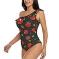 thumbnail image 2 of Easygdp Tomatoes1 Women's One Shoulder Ruffle Monokini Bathing Suits with Removable Chest Pad, Quick Drying - Small, 2 of 8