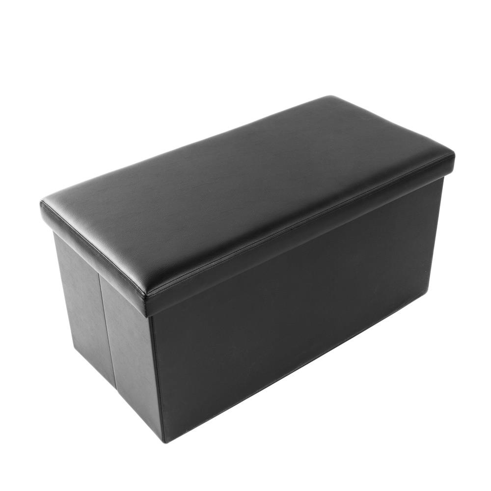 GoDecor Leather Ottoman Footstool Organizer Box,Rectangle Storage