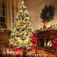 thumbnail image 2 of Costway 7 FT Pre-Lit Flocked Christmas Tree Hinged Xmas Decoration with 300 LED Lights, 2 of 10