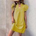thumbnail image 2 of Horkkom Sundresses for Women V Neck Short Sleeve Loose Mini Dresses Summer Casual Holiday Beach Dresses S, 2 of 8