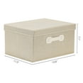 thumbnail image 4 of Unique Bargains Storage Cube, Fabric Bin with Lid and Handle Beige 14*11*7in, 4 of 5