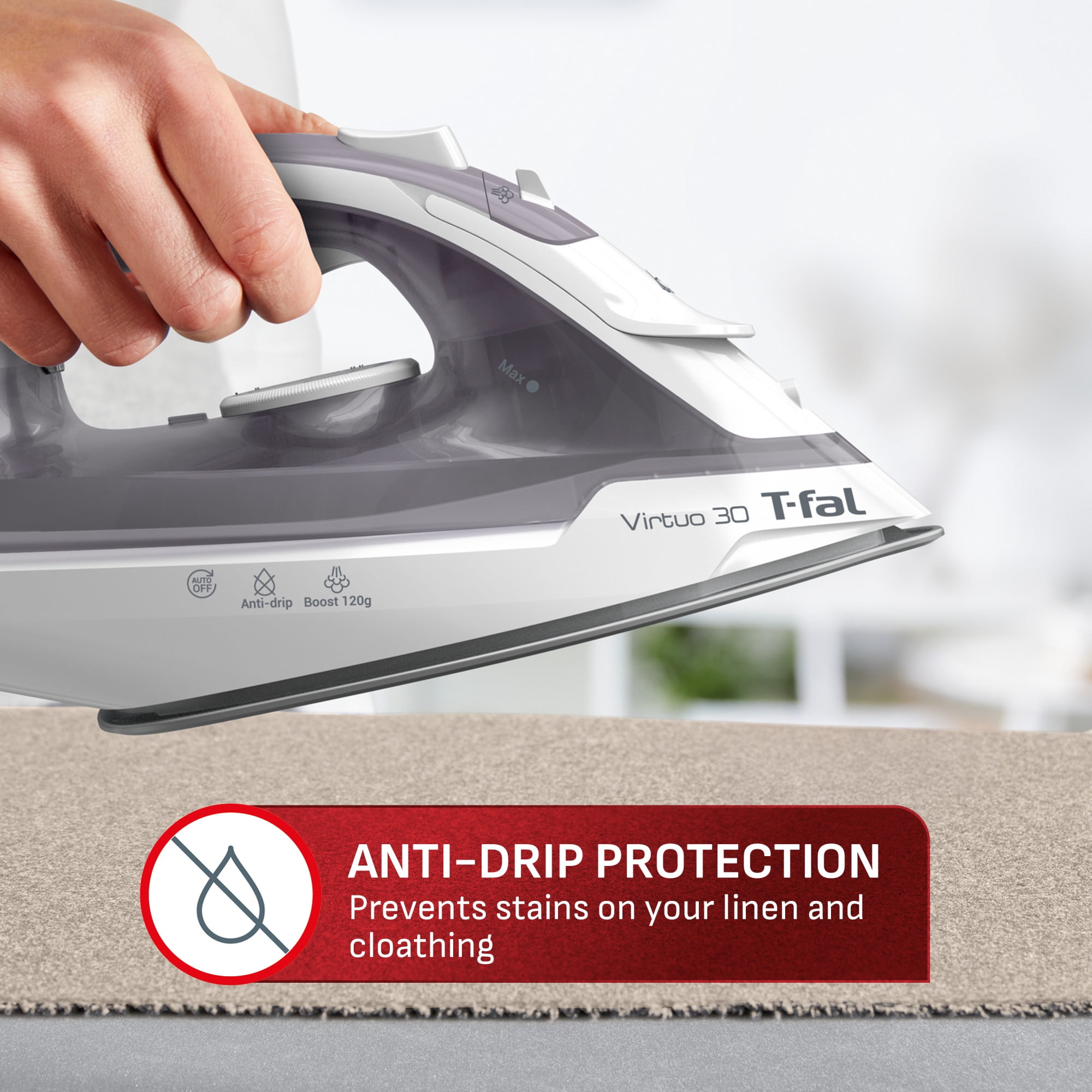 Fer à vapeur Virtuo 30, 1500 W avec cordon rétractable, semelle en céramique et arrêt automatique