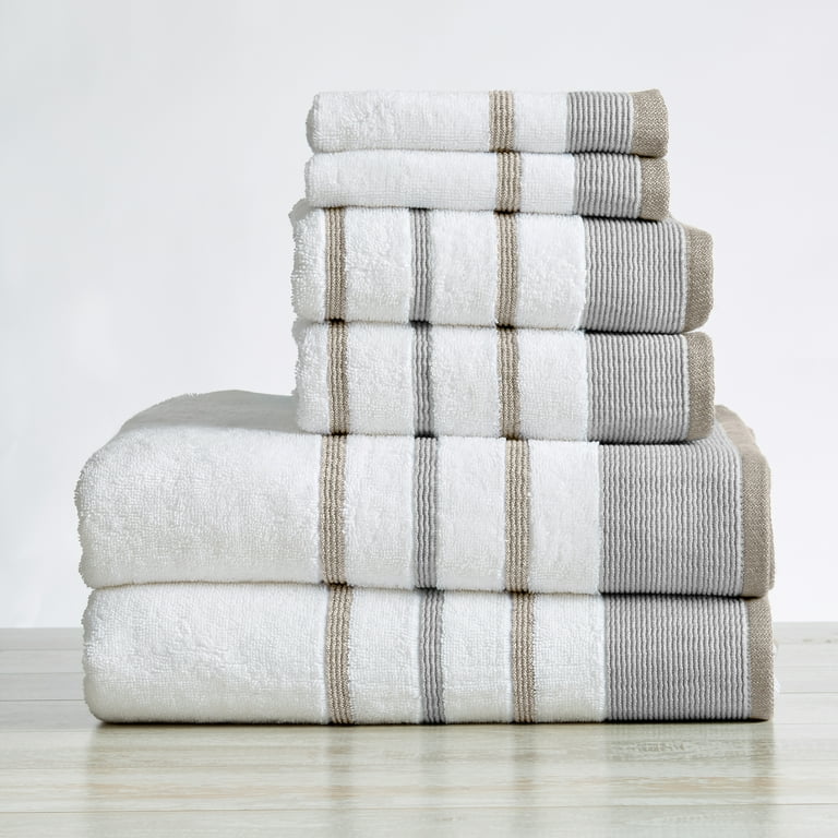 Grey stripe towels sale