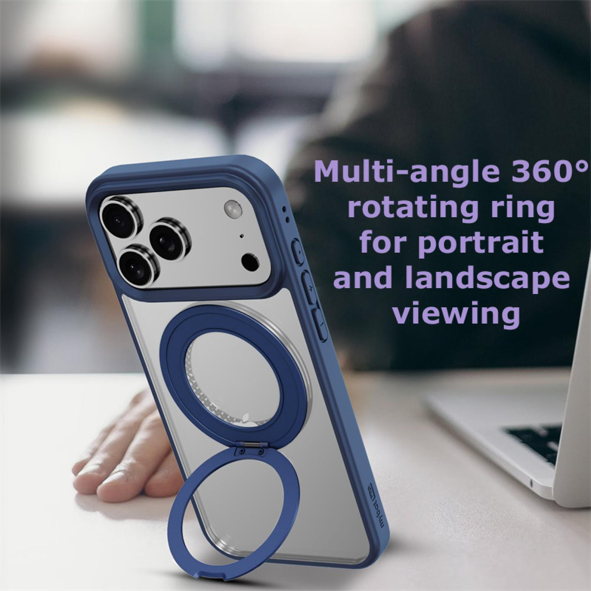 Lure Series 360° Ring Stand Case for iPhone 17 Pro Max – Black Ultra-Slim Protective Cover with Built-in Kickstand & Magnetic Ring