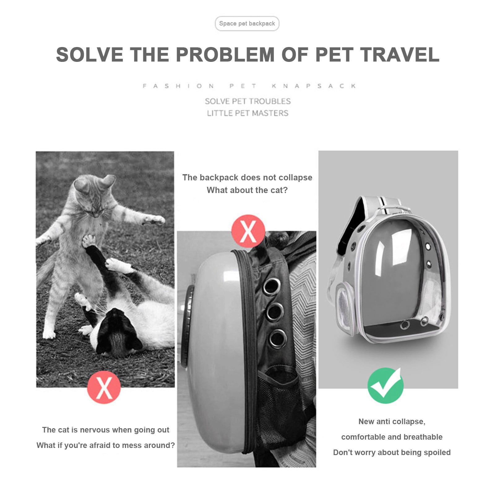 Summercome Cat Backpack Carrier with Transparent Space Capsule, Pet Bubble Carrying Bag for Small Medium Kitty & Puppy, Backpack Airline Approved, Breathable Pet Travel Bag for Hiking Walking Camping