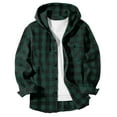 thumbnail image 3 of Cethrio Boys Plaid Shirts, Lightweight Long Sleeve Hooded Casual Shirt Jackets Green Size 12-13T, 3 of 4